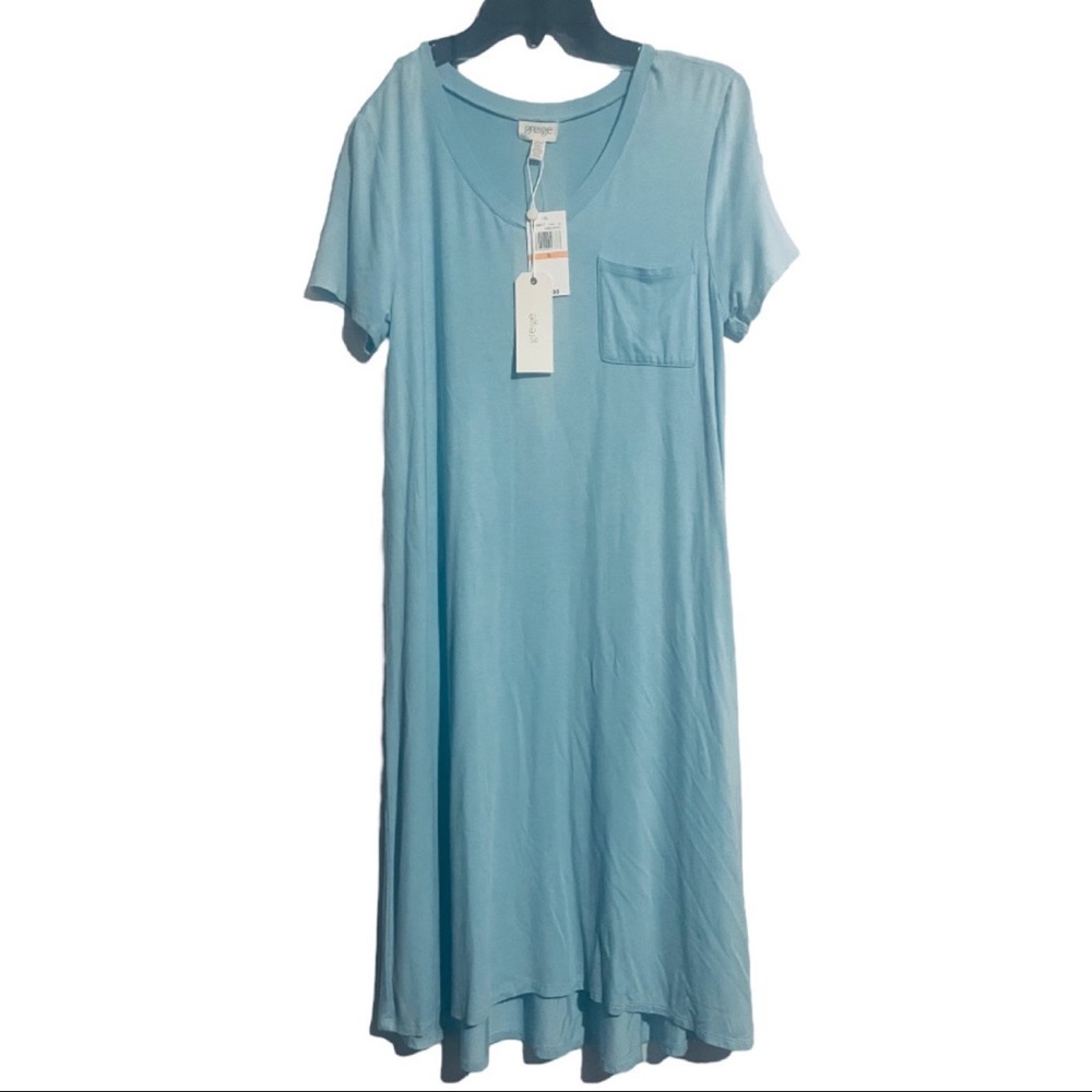 Greige Women’s V-Neck Pocketed T-Shirt Short Sleeve Jersey Knit Midi Dress NWT